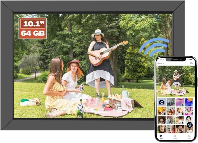 PICCASIO™ 64GB Smart WiFi Digital Photo Frame with 10.1 inch IPS Touch Screen and 64GB Storage, Perfect for Displaying Your Favorite Photos and Videos (64-GB) - Image 1