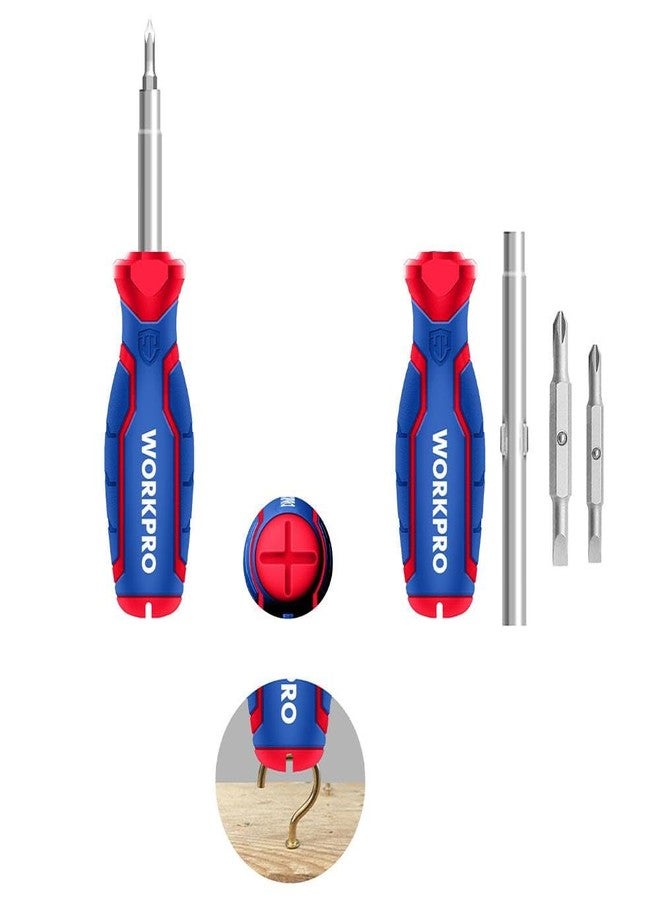 WORKPRO WP221046 | 6-in-1 Multi-Bit Screwdriver | CR-V Double Ended Bits | Magnetic Tip | Bi-Material Soft Grip Handle | Chrome Plated Shaft | DIY, Repair & Professional Use - Image 1