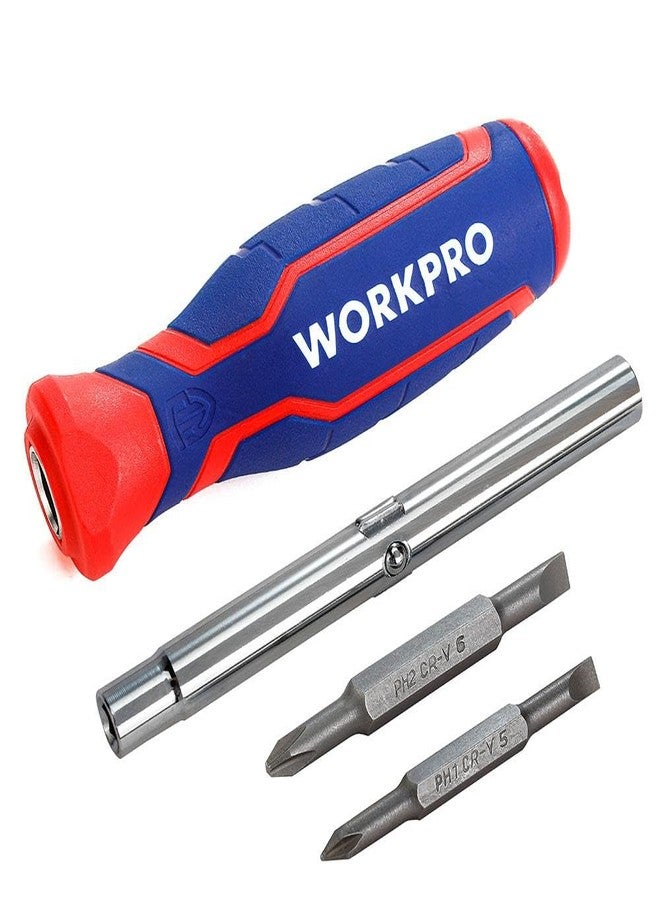 WORKPRO WP221046 | 6-in-1 Multi-Bit Screwdriver | CR-V Double Ended Bits | Magnetic Tip | Bi-Material Soft Grip Handle | Chrome Plated Shaft | DIY, Repair & Professional Use - Image 3