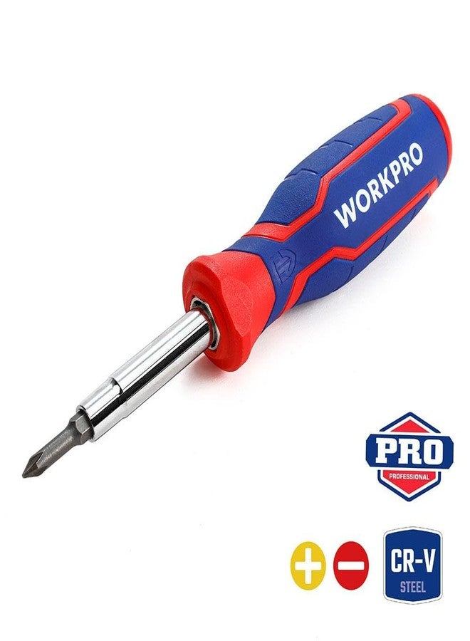 WORKPRO WP221046 | 6-in-1 Multi-Bit Screwdriver | CR-V Double Ended Bits | Magnetic Tip | Bi-Material Soft Grip Handle | Chrome Plated Shaft | DIY, Repair & Professional Use - Image 2