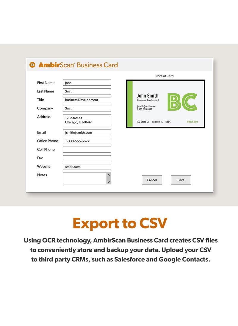 Ambir Ambir ImageScan Pro 667 Business Card Scanner with AmbirScan Business Card for Windows PC  - Image 4
