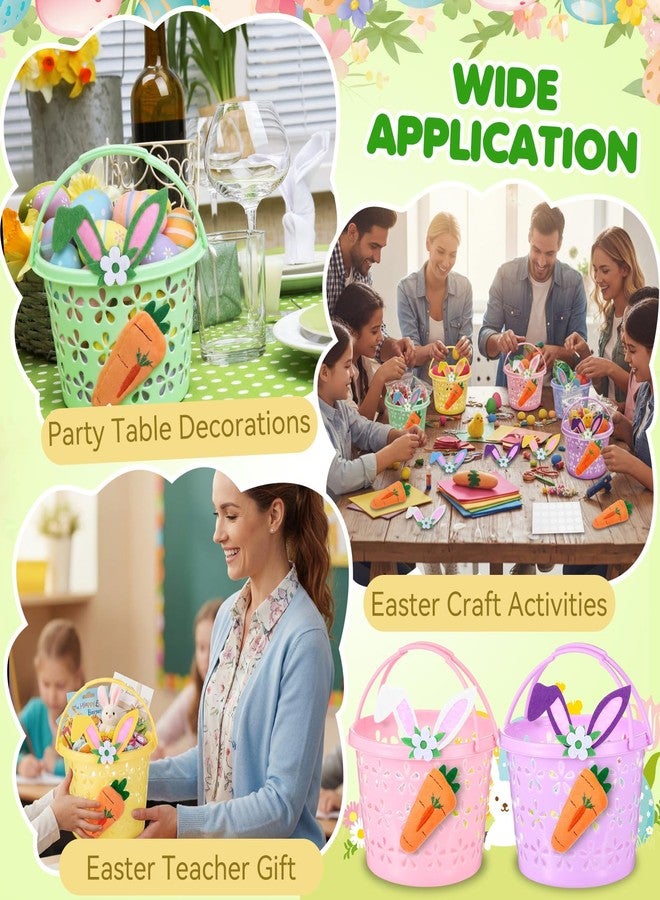 Willinglong 5 Set Easter Baskets Bulk Small Plastic Easter Egg Basket with Handle Carrots Bunny Ears 6.7'' Mini Empty Pastel Fillers Stuffers Bucket for Egg Hunt Spring Party Favors Gifts - Image 3