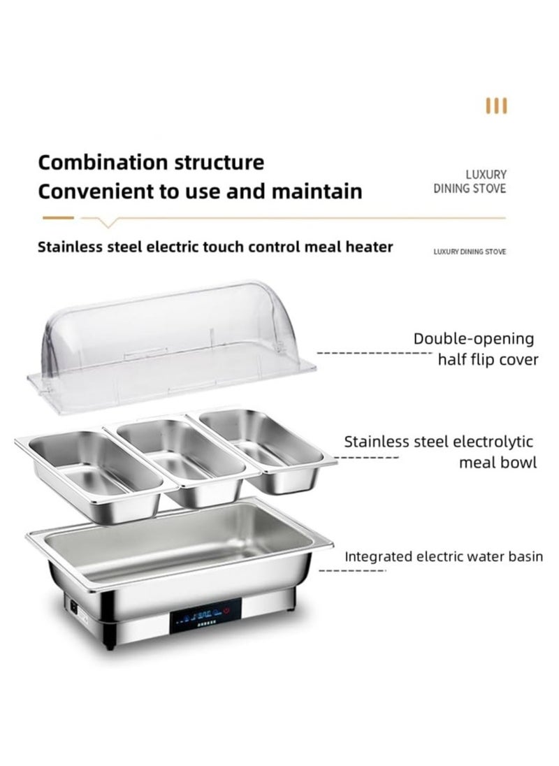 XiuWoo Electric Stainless Steel Chafing Dish Food Warmer Buffet Stoves,9L, Buffet Servers and Warmers with PC Cover & Temperature Control Display, Catering Food Warmer for Parties  - Image 5
