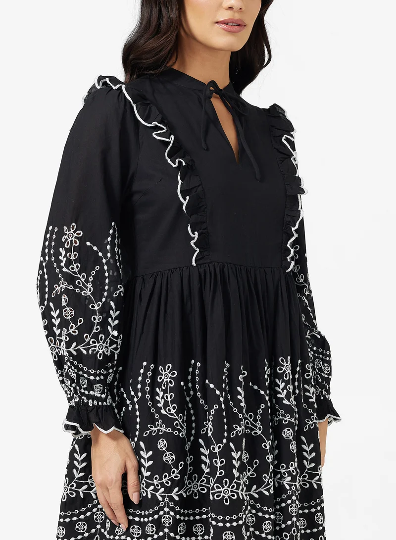 YAS yasluma Printed Drawstring Detailed Dress