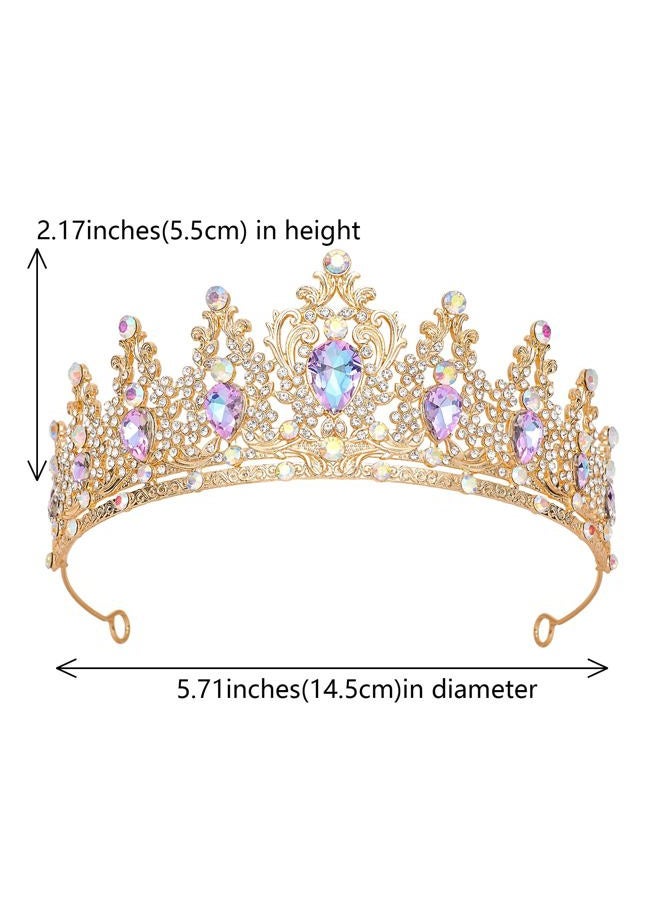JITINX Tiaras Crown for Women, Queen Crown, Bridal for Tiaras Headband Wedding, Birthday Party Prom Princess Crystal Crowns Hair Accessories (Gold Violet) - Image 2