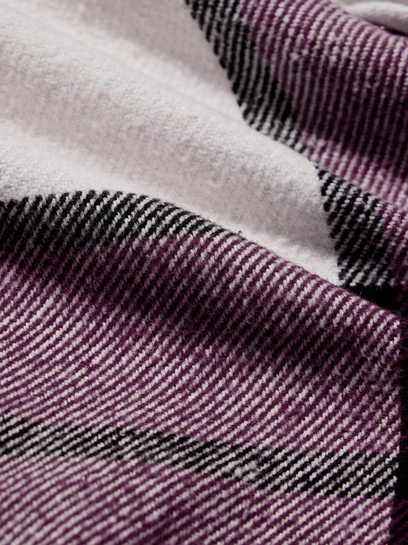 The Souled Store Plaid Hooded Shacket: Mauve Mist Men and Boys Long Sleeves Hooded Neck Button Front Cotton Oversized Shackets - Image 5
