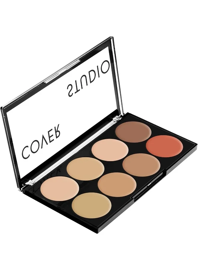 Swiss Beauty Swiss Beauty Oil and Wax Free Cover Studio Ultra Base Concealer Palette (16g, Set of 8 Colors)
