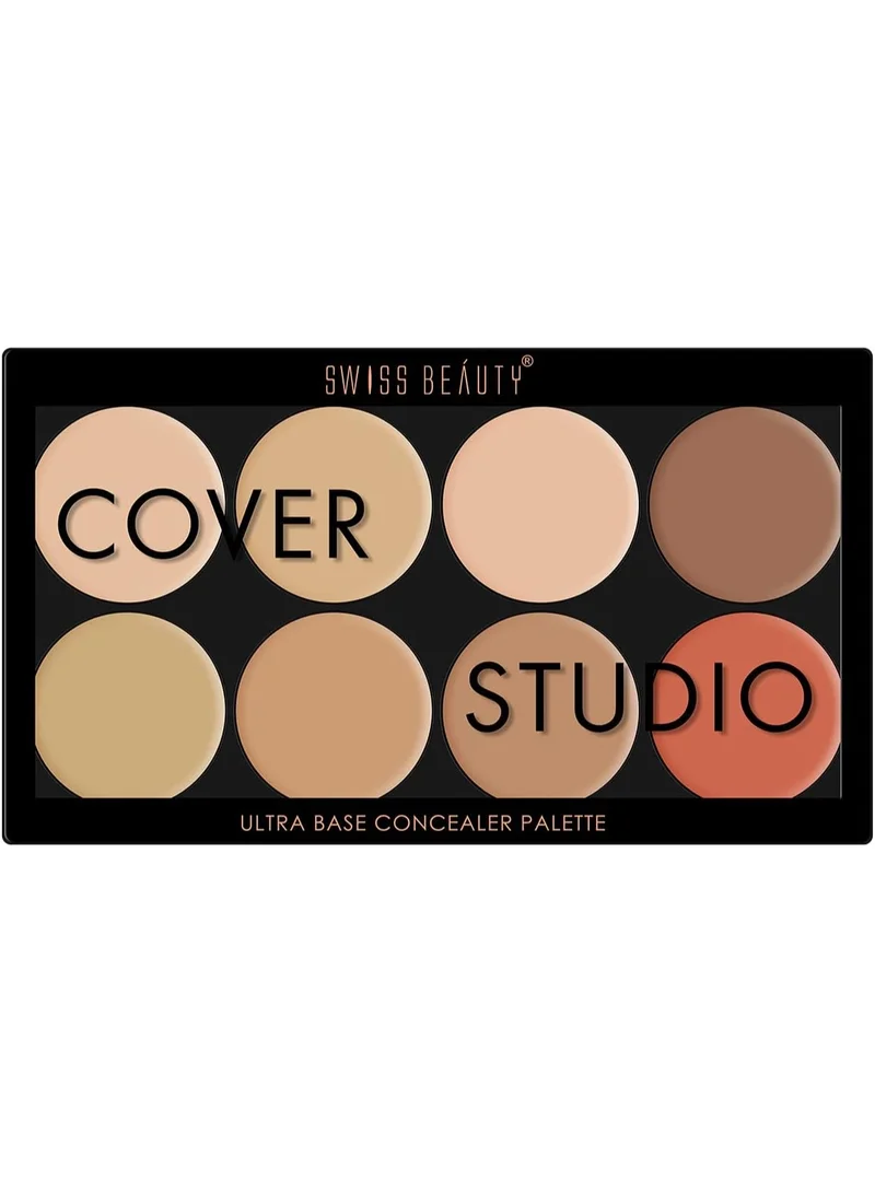 Swiss Beauty Swiss Beauty Oil and Wax Free Cover Studio Ultra Base Concealer Palette (16g, Set of 8 Colors)