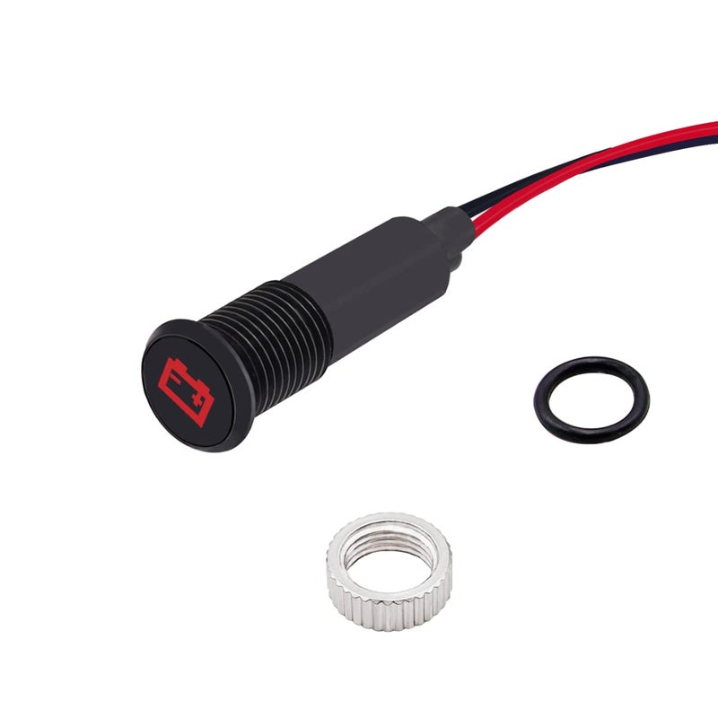Taiss LED Indicator Pilot Dash Light BatteryAlternator Warning Red 5168mm12V LED Metal Signal Indicator LightF023DCR