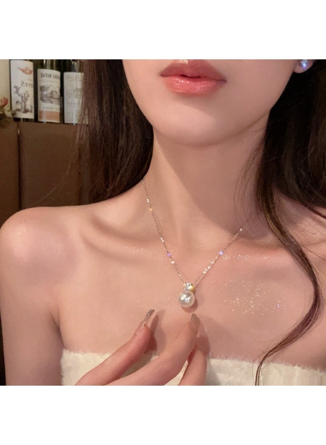 Woofixer Pearl Necklace 925 Sterling Silver  with Gift Box Choker Necklace Silver Choker Chain Pearl Pendant Necklace Simple Necklace Chain Jewelry for Women Teen Girls - Image 2