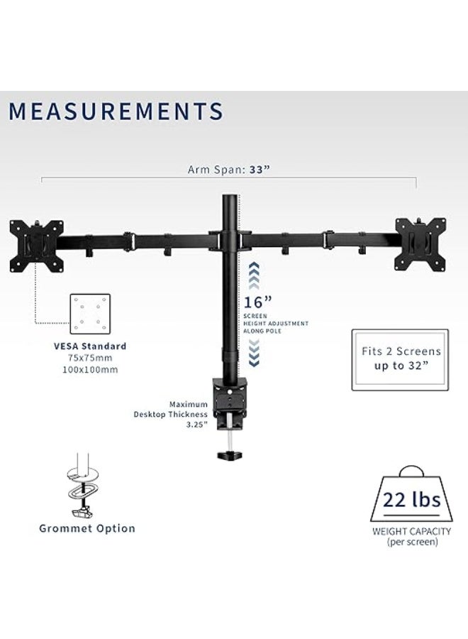 Dual arm monitor stand with adjustable height for 17-32 inch monitors - Image 2
