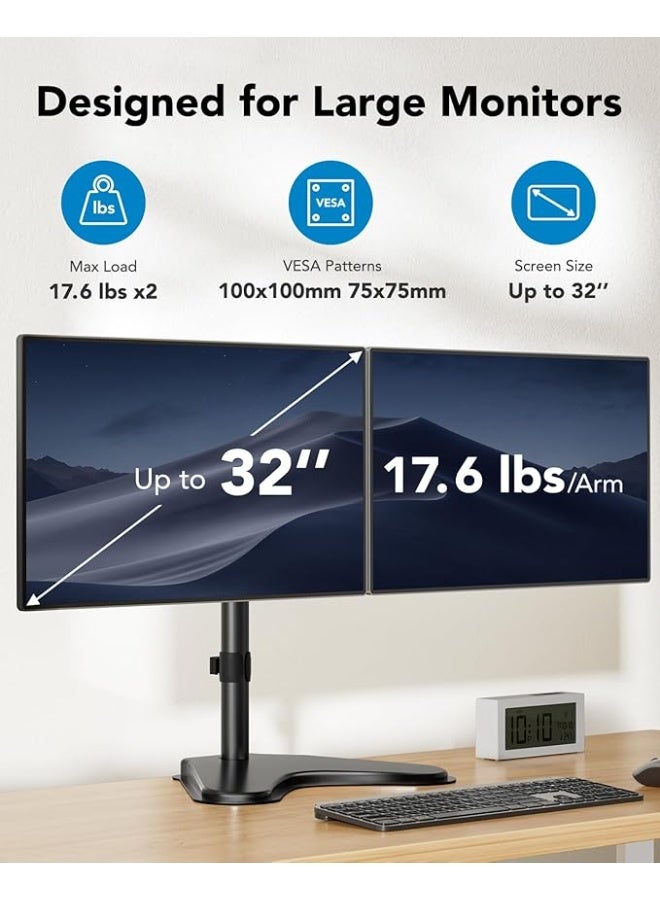 Dual arm monitor stand with adjustable height for 17-32 inch monitors - Image 4