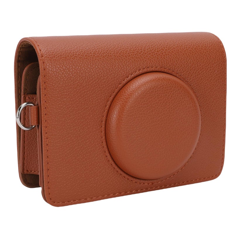 Brown PU Leather Protective Case For 2 In 1 Camera Photo Printer With Removable Cover And Shoulder Strap - Image 4