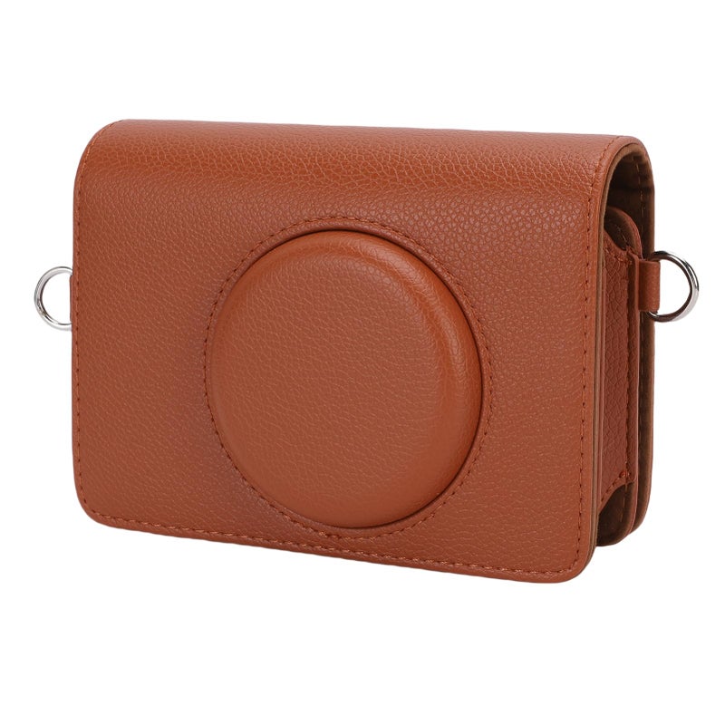 Brown PU Leather Protective Case For 2 In 1 Camera Photo Printer With Removable Cover And Shoulder Strap - Image 3