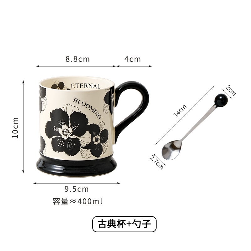 Vintage Ceramic Mug Unique Office Coffee Cup Gift Sakura color box + spoon 