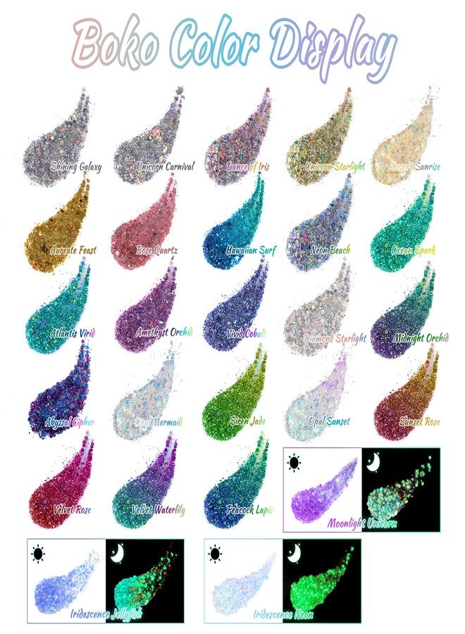 Boko 1.76oz Body Glitter Gel, Green St Patrick's Day Chameleon Emerald Liquid Chunky Glitter Lotion Mermaid Sequins for Face Hair Body Makeup, Coachella St Patrick's Day Mardi Gras Rave Accessories - Image 4