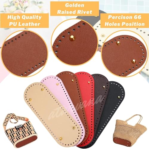Tia Leather Base for Handbags, Bags and Purses made of Leatherette with Stitched Hard Base (Oval Walnut-8x4In.-2Pcs) - Image 5