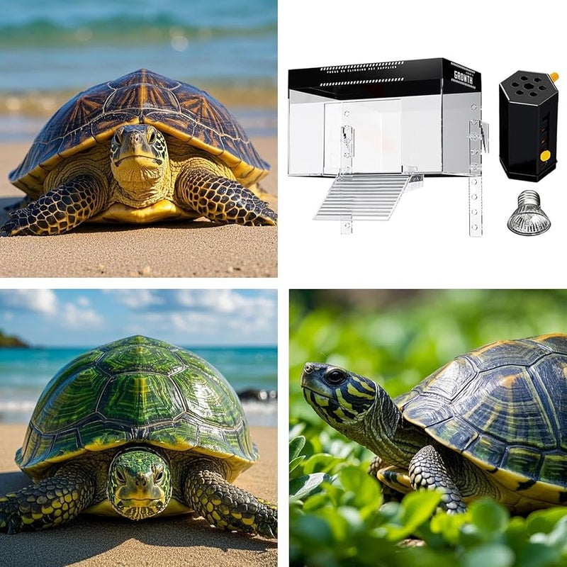 منصة سلحفاة متوسطة الحجم منحدر التشمس أرض راحة الزواحف علوية الخزان - Image 5