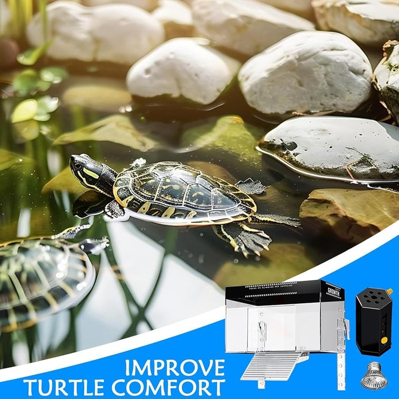 منصة سلحفاة متوسطة الحجم منحدر التشمس أرض راحة الزواحف علوية الخزان - Image 4