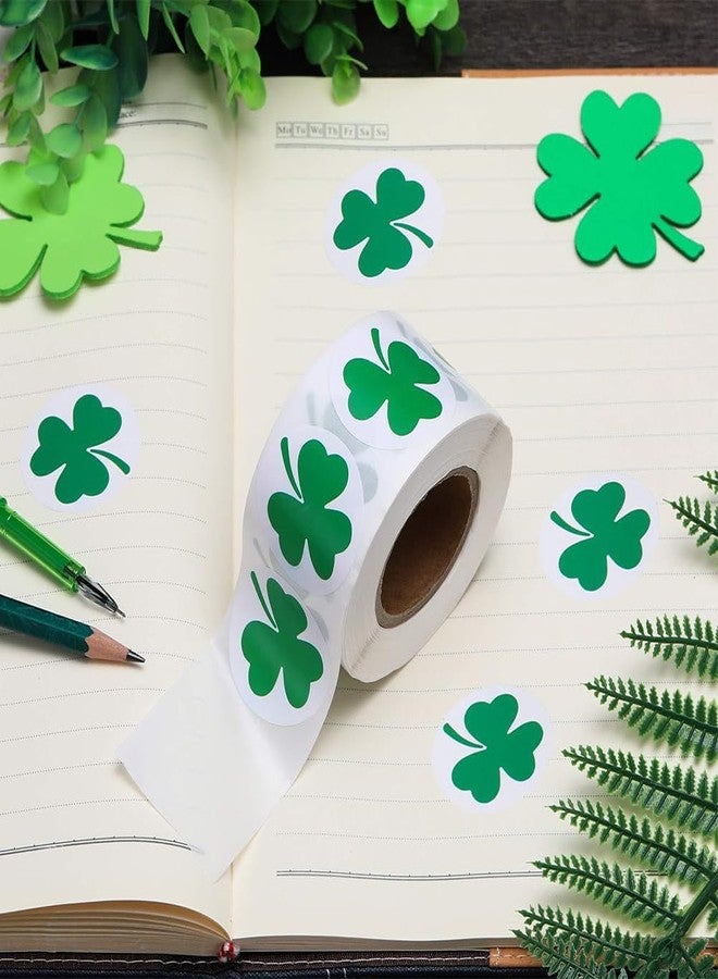 RUPOFUZA 500Pcs St. Patrick's Day Stickers Green Shamrock Clover Stickers Roll 1.5in Self-Adhesive Waterproof Sticker Decor for Irish Holiday Party Scrapbook Journal Envelopes Decorations - Image 2