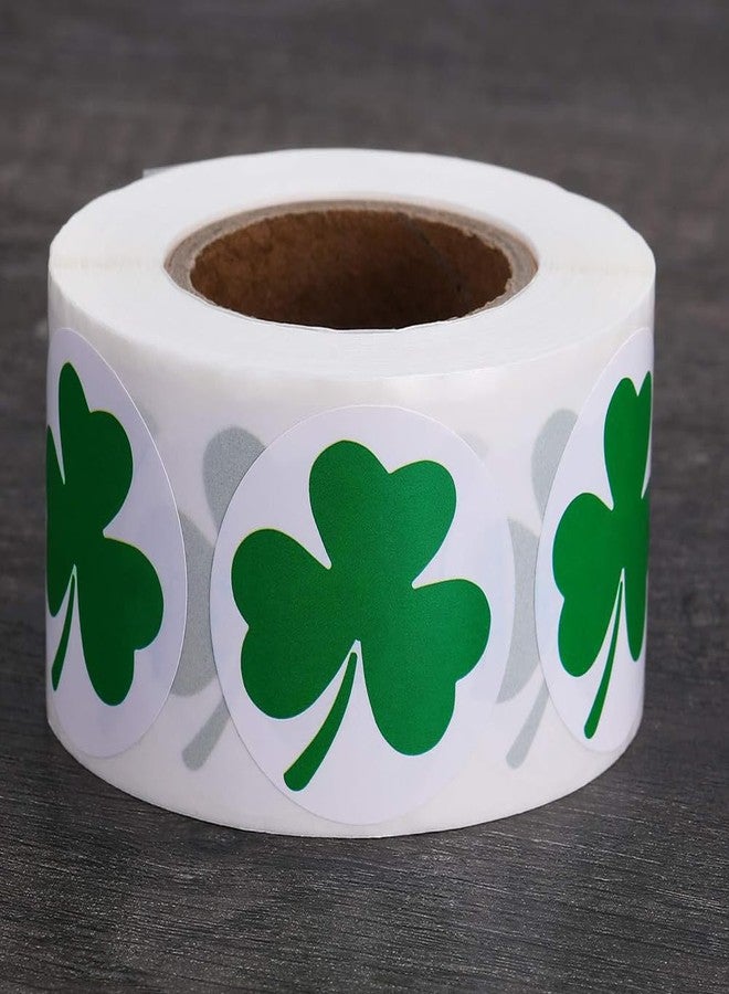 RUPOFUZA 500Pcs St. Patrick's Day Stickers Green Shamrock Clover Stickers Roll 1.5in Self-Adhesive Waterproof Sticker Decor for Irish Holiday Party Scrapbook Journal Envelopes Decorations - Image 3