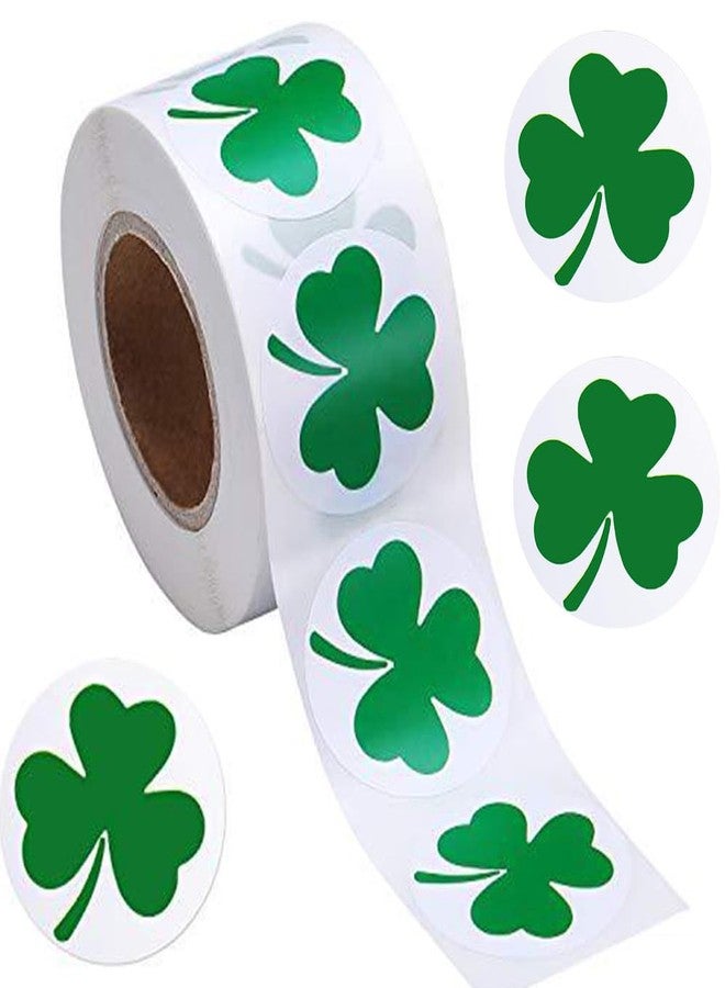 RUPOFUZA 500Pcs St. Patrick's Day Stickers Green Shamrock Clover Stickers Roll 1.5in Self-Adhesive Waterproof Sticker Decor for Irish Holiday Party Scrapbook Journal Envelopes Decorations - Image 1