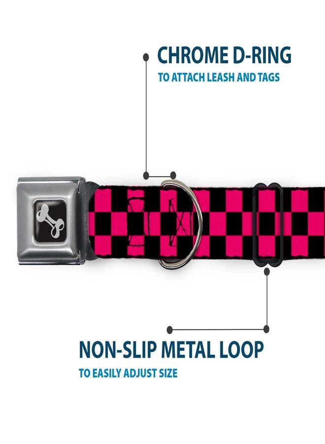 Buckle Down Buckle-Down Seatbelt Buckle Dog Collar - Checker Black/Neon Pink - 1.5" Wide - Fits 16-23" Neck - Medium - Image 5
