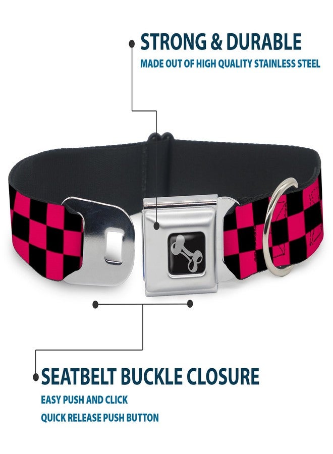 Buckle Down Buckle-Down Seatbelt Buckle Dog Collar - Checker Black/Neon Pink - 1.5" Wide - Fits 16-23" Neck - Medium - Image 4