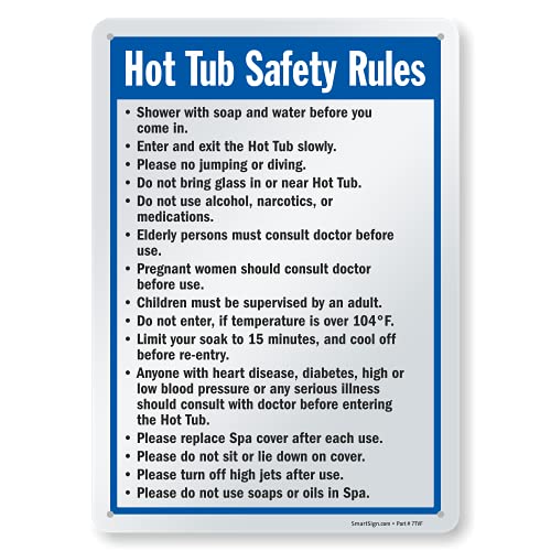 SmartSign-S-4896-Pl "Hot Tub Safety Rules" Sign | 10" x 14" Plastic - Black/Blue on White - Image 5
