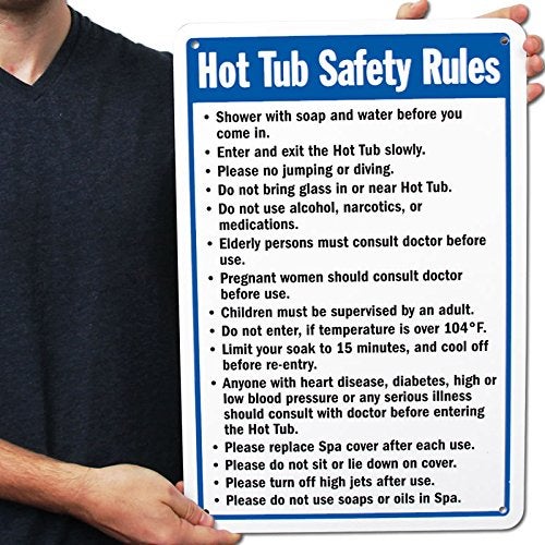 SmartSign-S-4896-Pl "Hot Tub Safety Rules" Sign | 10" x 14" Plastic - Black/Blue on White - Image 2