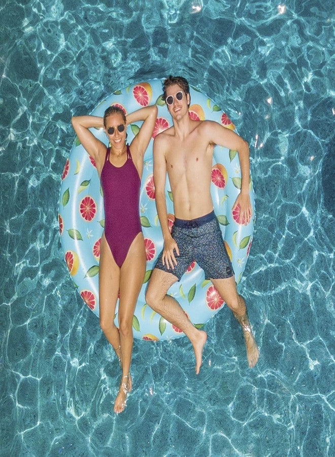 بول كاندي عوامات جزيرة قابلة للنفخ بطبعة جريب فروت من PoolCandy، وكراسي استلقاء للتشمس، وأنابيب حمامات السباحة، ومسابح التشمس (عوامة جزيرة بطبعة جريب فروت) - Image 2