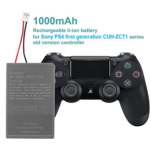 OSTENT 3.65V 1000mAh LIP1522 Rechargeable Li-ion Battery Pack for Sony PS4 Bluetooth Wireless Dual Shock Controller CUH-ZCT1 Series (CUH-ZCT1E/CUH-ZCT1U) First Generation Old Version Big Connector - Image 3