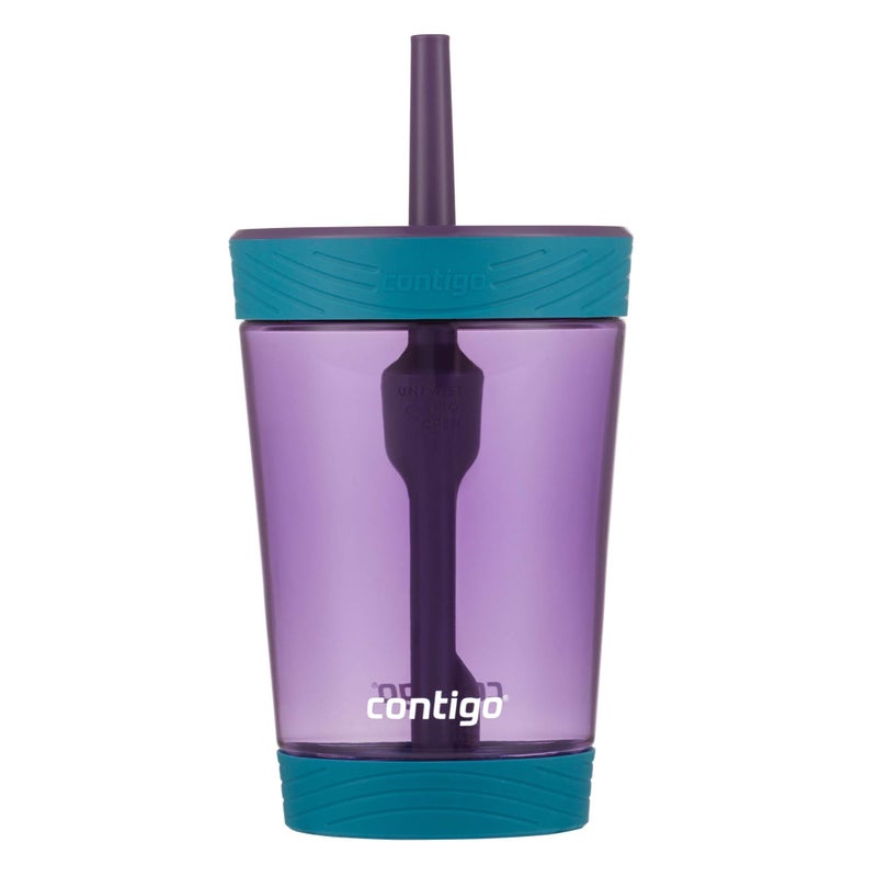 Contigo Kids Spill-Proof 14oz Tumbler with Straw and BPA Free Plastic Eggplant - Image 1