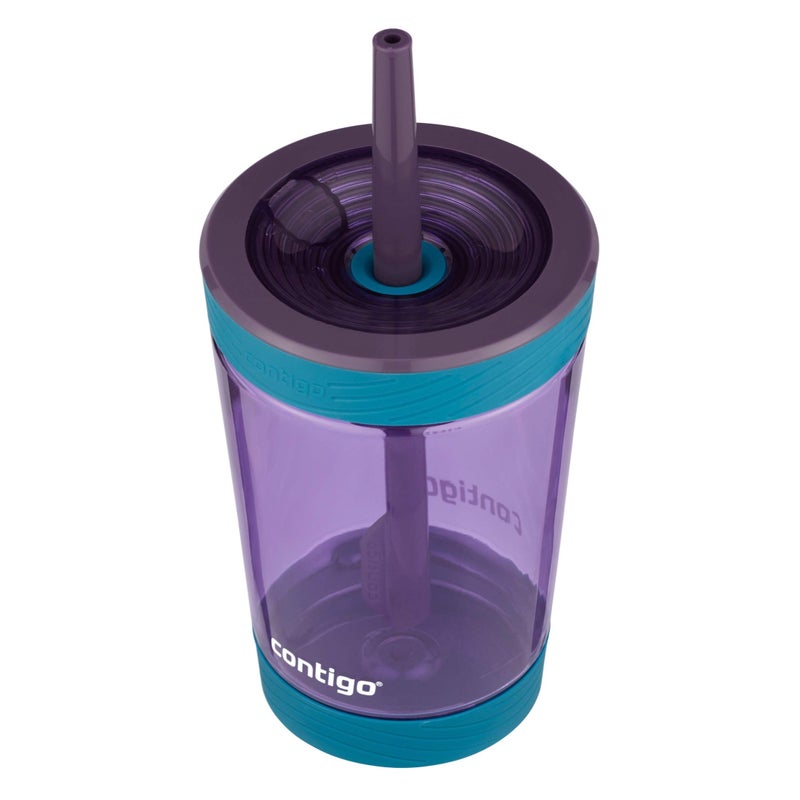 Contigo Kids Spill-Proof 14oz Tumbler with Straw and BPA Free Plastic Eggplant - Image 2