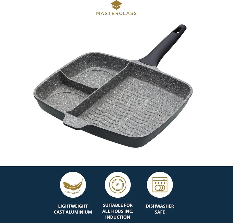 Master Class Masterclass Cast Aluminium Three Section Grill Pan 32Cm, Sleeved - Image 3