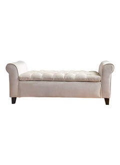 BLACK OAK BLACK OAK Claxton Upholstered Flip top Storage Bench 2 Seater Sofa Couch Poufffe Storage Ottoman (Ivory)  - Image 1