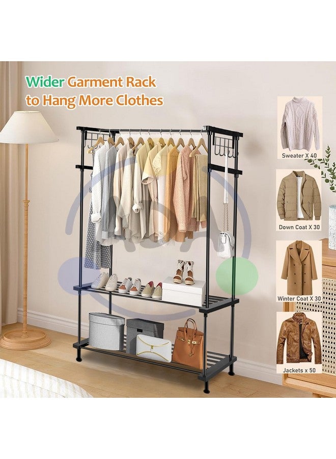 ADA ADA® Premium High Density Drizzle Metal Garment Rack with 10 Side Hooks and 2 Lower Shelves | Heavy Duty Multifunctional Clothes Rack - Black (84 x 31 x 140cm)  - Image 4