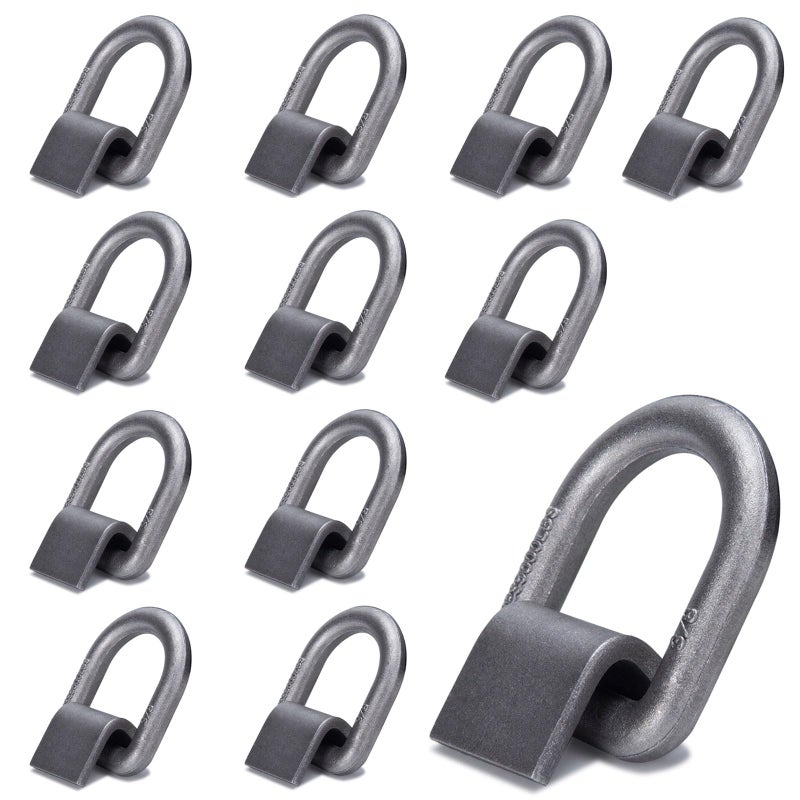 AYMMIC 3/8" Heavy Duty Weld-On Forged D Ring with MBS: 5,000 lbs, D-Ring Tie Down Anchor with Weld On Anchor Points for Trailer, Truck Cargo, RV, ATV Tiedowns, Farm Applications etc (12 Pack) - Image 1