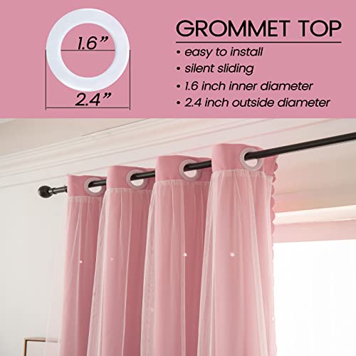 LUGOTAL Pink Curtains for Girls Bedroom Kids Baby Room Decor Cute Double Layer Star Cutout Curtains Room Darkening Window Curtain for Nursery (Pink, 42W x 84L,2 Panels) - Image 3