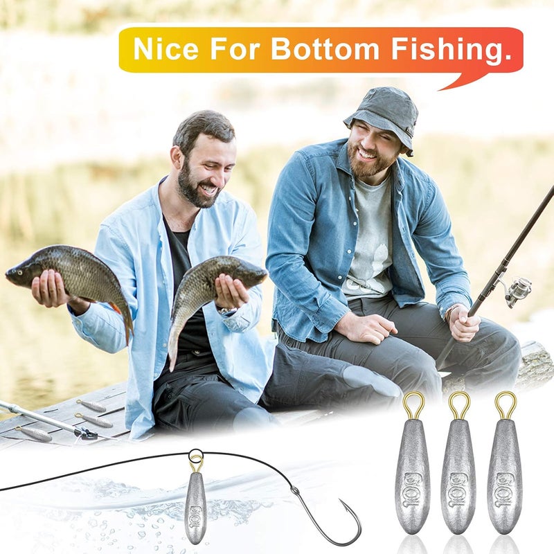 Yaomiao 20 Pieces Drop Shot Fishing Weights Sinkers Kit - 0.35 oz Bullet Raindrop Design for Freshwater and Saltwater Fishing - Image 4