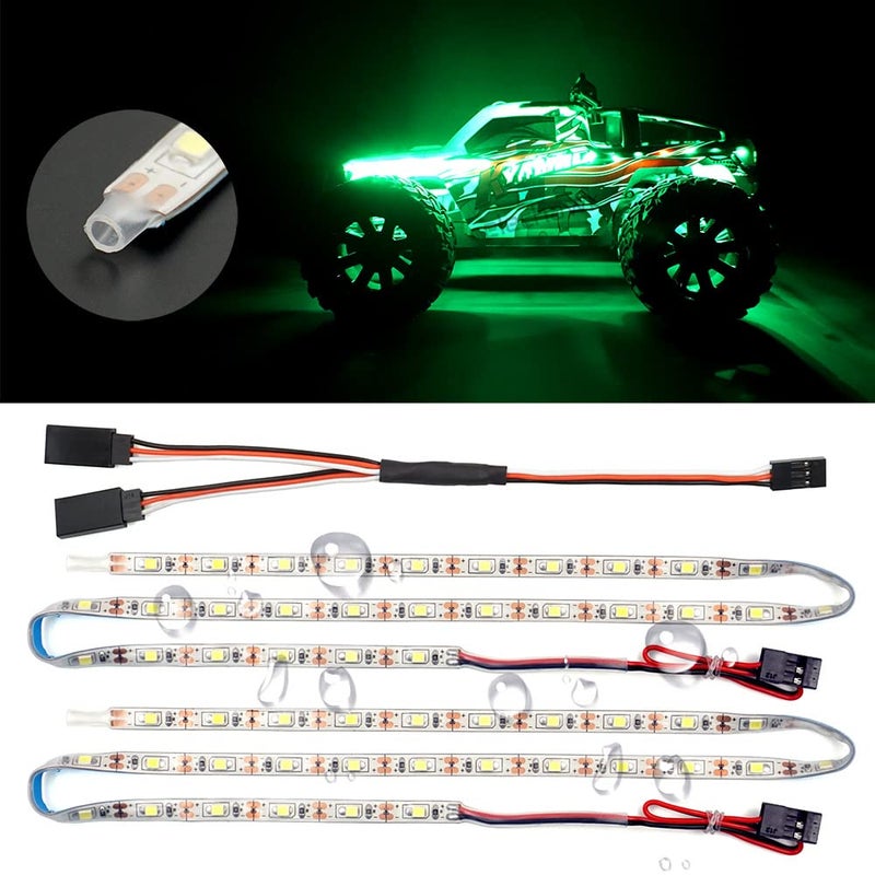 elechawk شرائط إضاءة LED مقاومة للماء من elechawk لسيارات RC والشاحنات والطائرات والقوارب والطائرات بدون طيار ونموذج AR Wing (أخضر) - Image 1