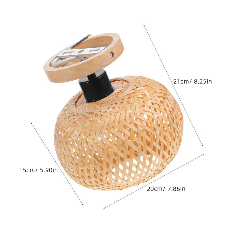 Didiseaon Rustic Woven Wood Ceiling Lamp Vintage For Bedroom Dining Room Balcony Hallway Home Kitchen Decor - Image 3
