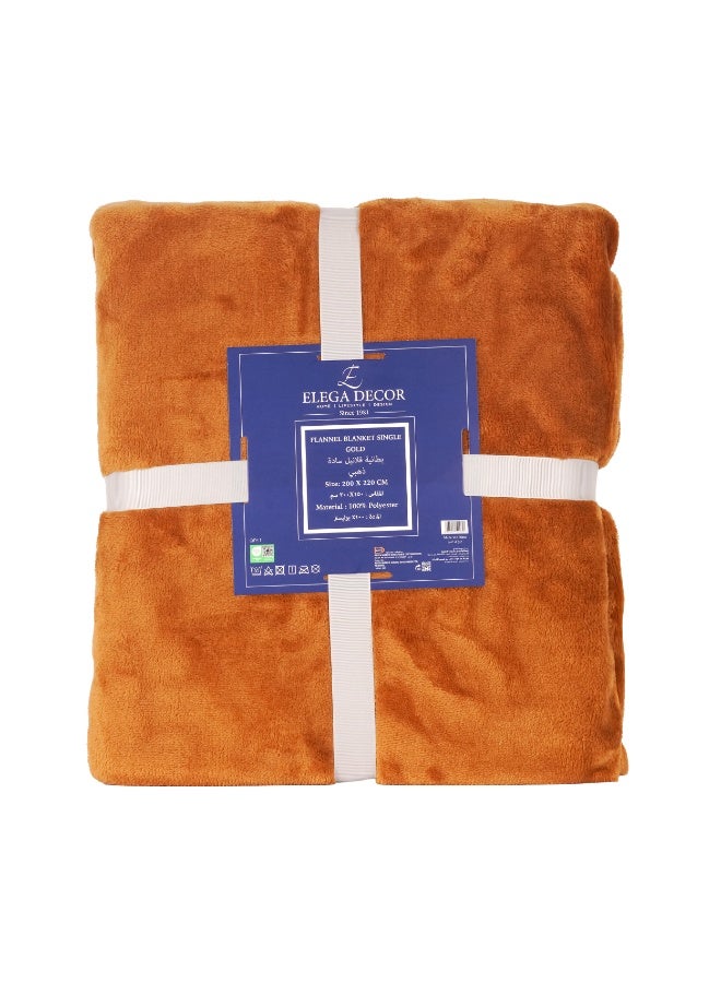 إيليغا ديكور إيليجا ديكور – بطانية فلانيل مزدوجة (200x220 سم) | لون صلب – صدئ | فائقة النعومة وخفيفة الوزن ومناسبة لجميع المواسم - Image 3