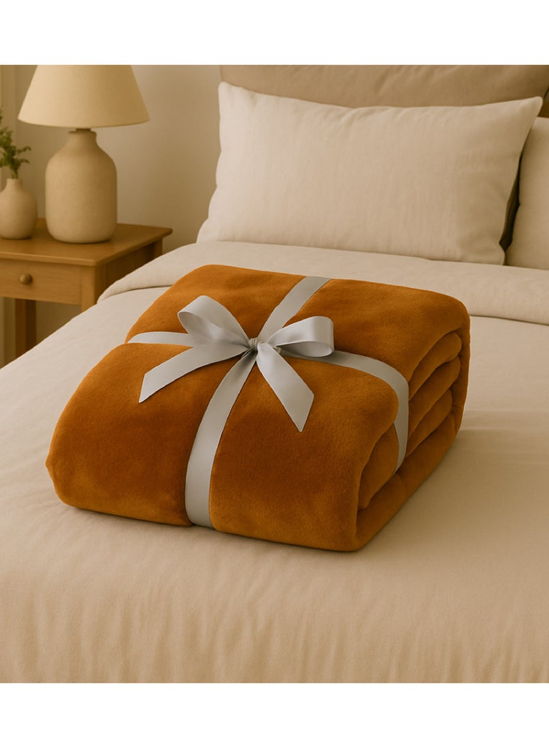 إيليغا ديكور إيليجا ديكور – بطانية فلانيل مزدوجة (200x220 سم) | لون صلب – صدئ | فائقة النعومة وخفيفة الوزن ومناسبة لجميع المواسم - Image 2