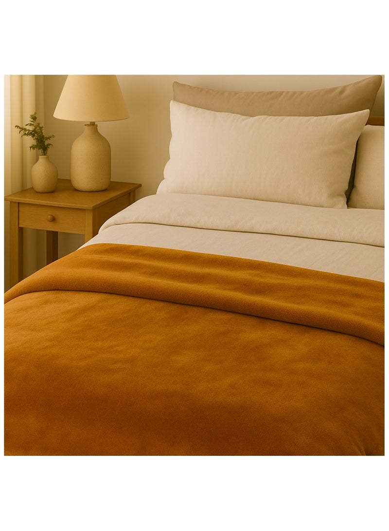 إيليغا ديكور إيليجا ديكور – بطانية فلانيل مزدوجة (200x220 سم) | لون صلب – صدئ | فائقة النعومة وخفيفة الوزن ومناسبة لجميع المواسم - Image 1