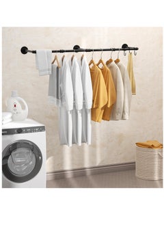 XiuWoo Industrial Pipe Wall Mounting Clothes Rack, Removable Retro Metal Clothes Rail,  Heavy Duty Clothes Rail, Bathroom Towel Holder, Hanging Clothes Rods for Bathroom, Bedroom  - Image 3