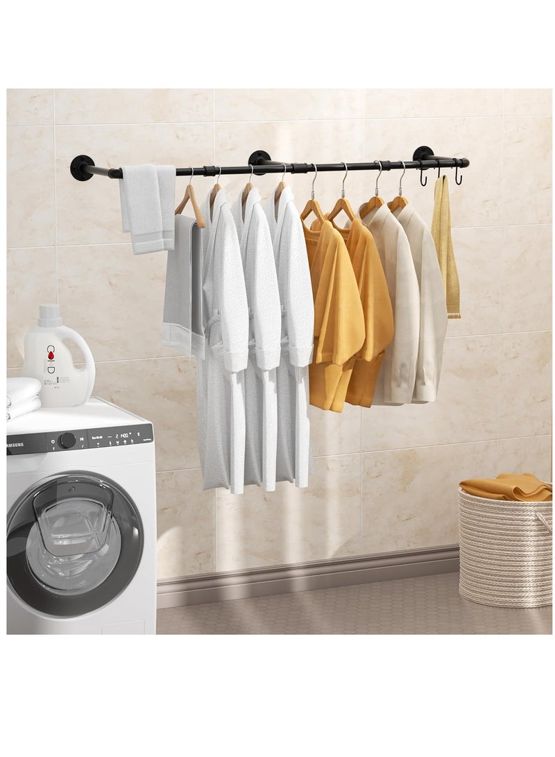 XiuWoo Industrial Pipe Wall Mounting Clothes Rack, Removable Retro Metal Clothes Rail,  Heavy Duty Clothes Rail, Bathroom Towel Holder, Hanging Clothes Rods for Bathroom, Bedroom  - Image 3