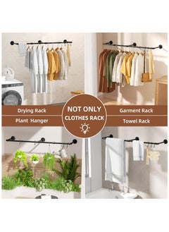 XiuWoo Industrial Pipe Wall Mounting Clothes Rack, Removable Retro Metal Clothes Rail,  Heavy Duty Clothes Rail, Bathroom Towel Holder, Hanging Clothes Rods for Bathroom, Bedroom  - Image 4