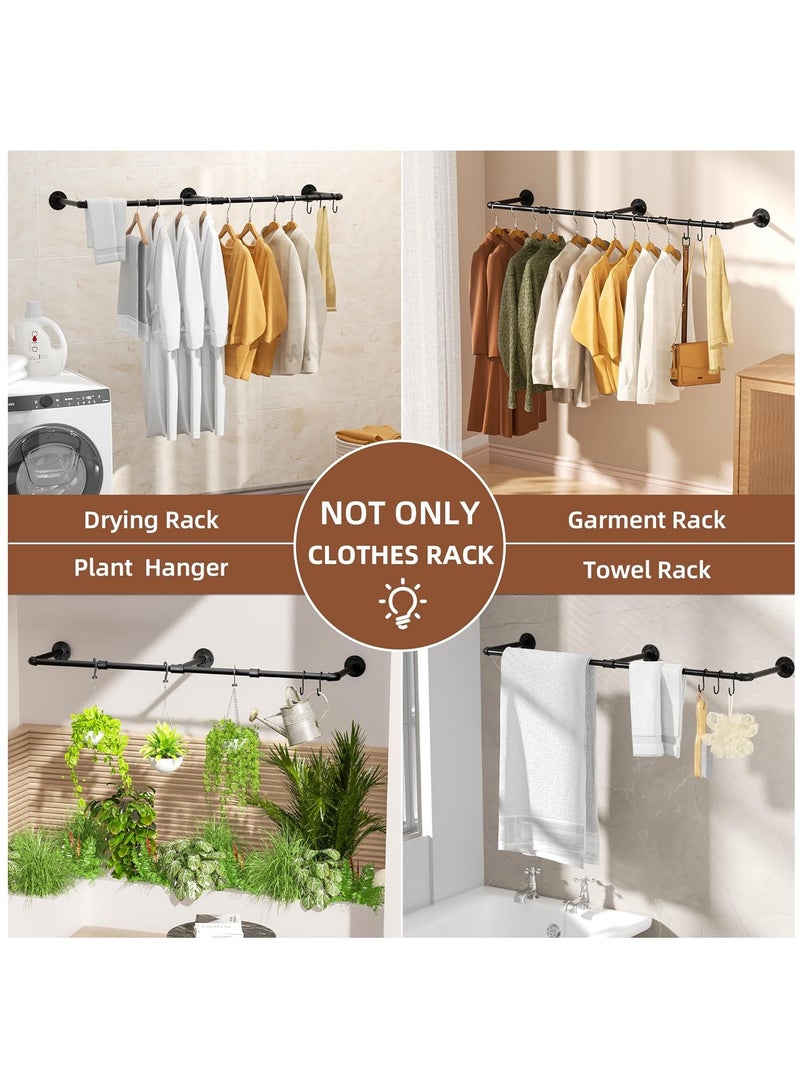 XiuWoo Industrial Pipe Wall Mounting Clothes Rack, Removable Retro Metal Clothes Rail,  Heavy Duty Clothes Rail, Bathroom Towel Holder, Hanging Clothes Rods for Bathroom, Bedroom  - Image 4