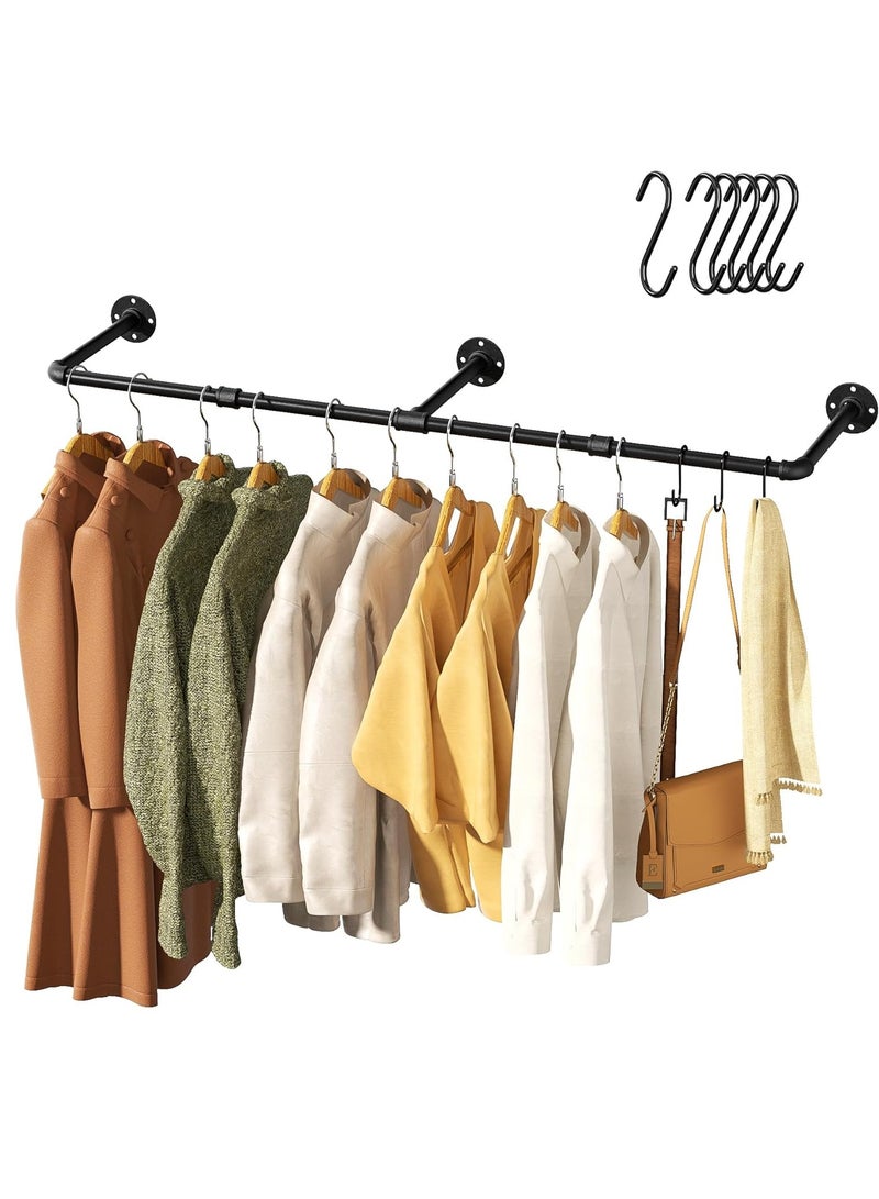 XiuWoo Industrial Pipe Wall Mounting Clothes Rack, Removable Retro Metal Clothes Rail,  Heavy Duty Clothes Rail, Bathroom Towel Holder, Hanging Clothes Rods for Bathroom, Bedroom  - Image 2